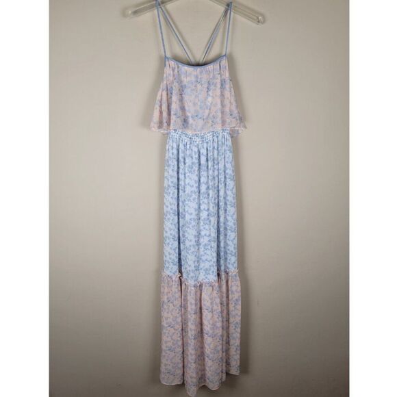 Erin Fetherston Maxi Floral Dress Spaghetti Straps Ruffle Ivory Multi Size 4 - Picture 3 of 16